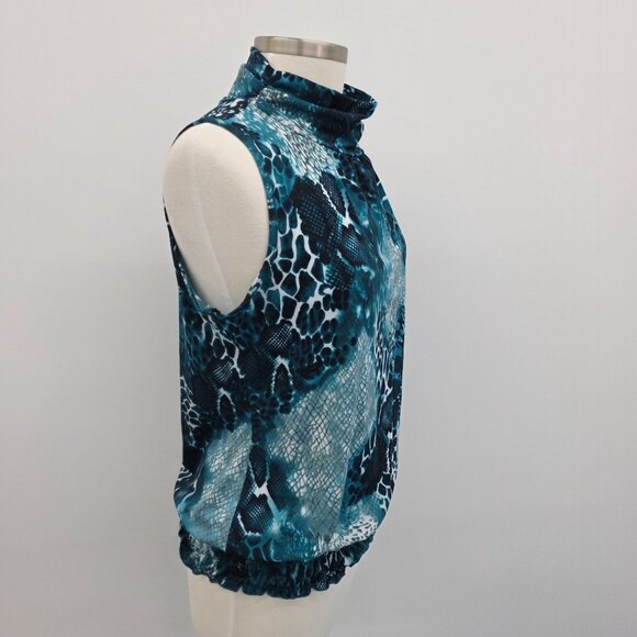 Vanity Womens Sleeveless Snakeskin Top L Teal/Black Mob Wife Indie Sleeze Y2K - Picture 2 of 11